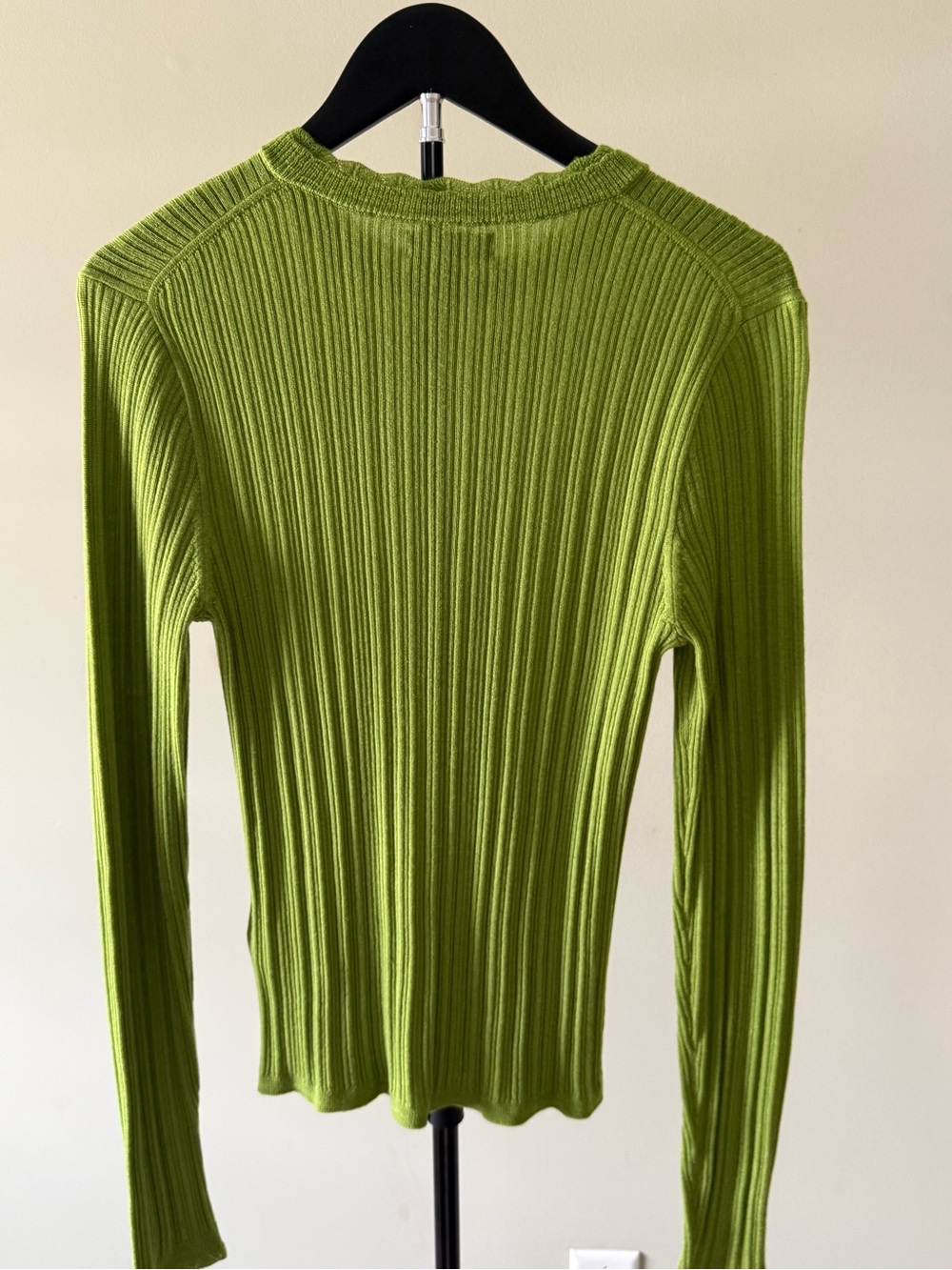 NWOT J.Crew Ribbed Long-Sleeve Crewneck Wool Sweater Pear Green Sz L - Picture 5 of 12